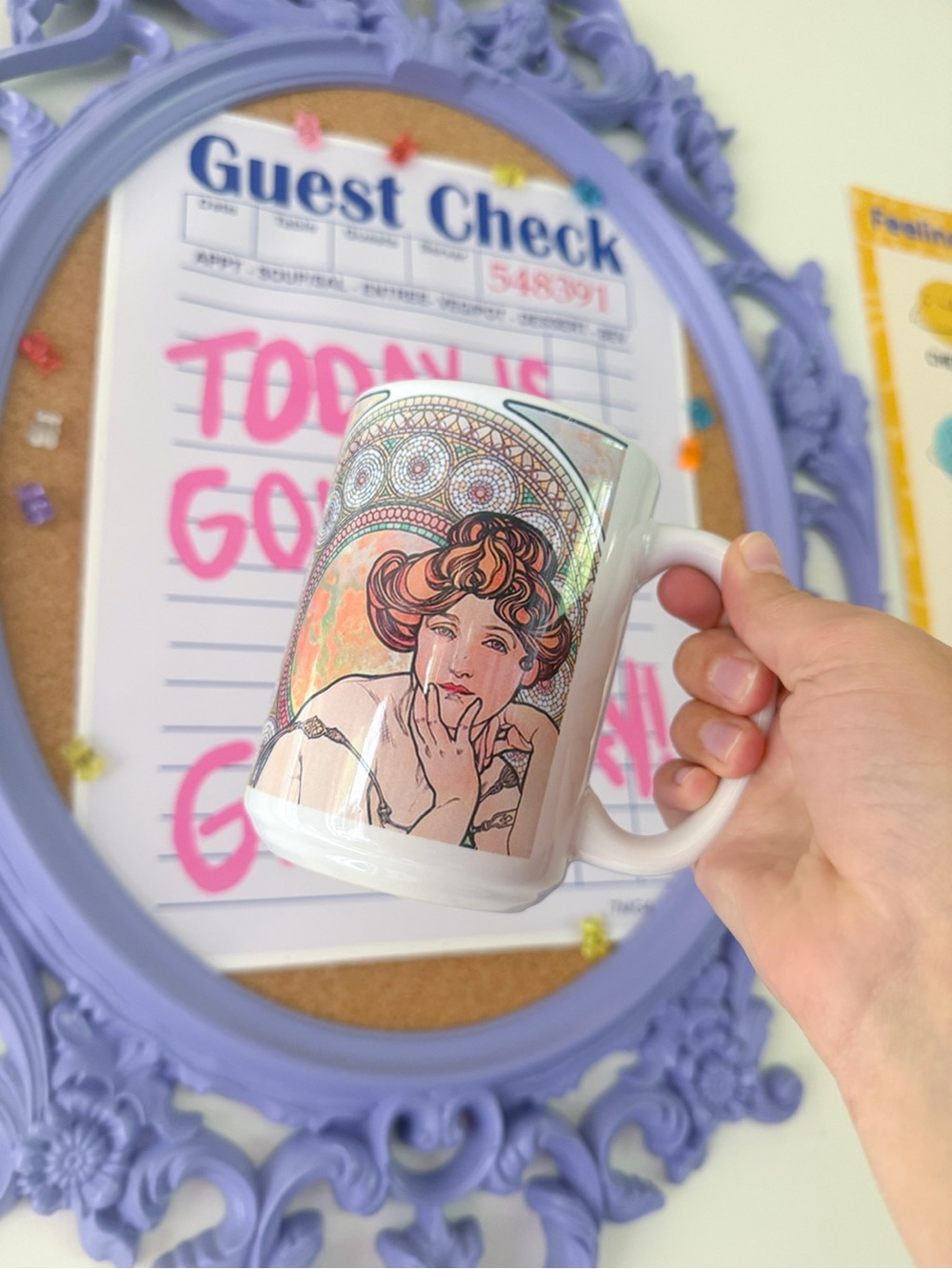 Alphonse Mucha Art Zazzle Coffee Mug Cup Ceramic Art Nouveau Topaz Woman GUC